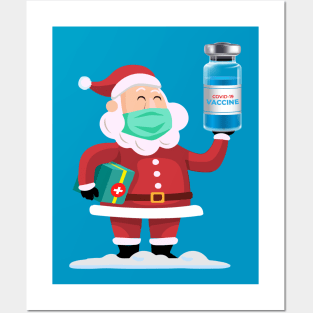 Shanta Claus with COVID 19 VACCINE Posters and Art